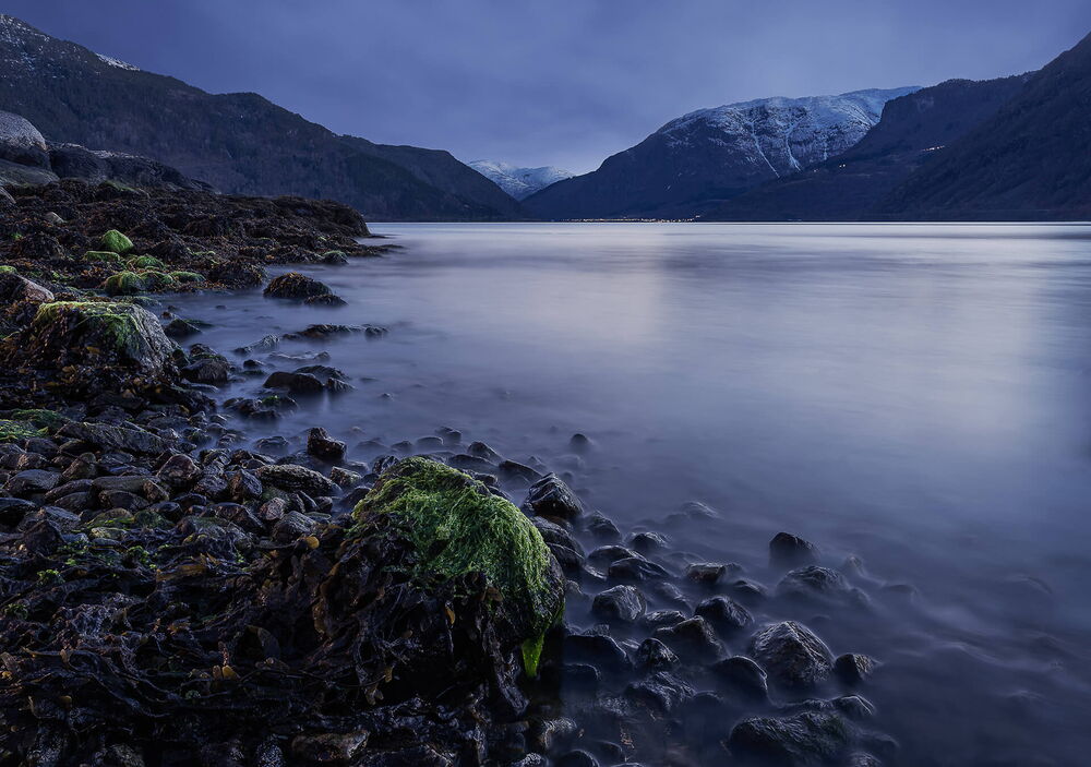 Blaue Stunde, Fjordland, Norwegen